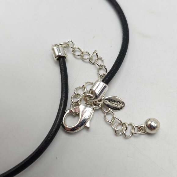 Chico's Black Embossed Pendant Necklace With Textured Circular Design - Picture 4 of 5